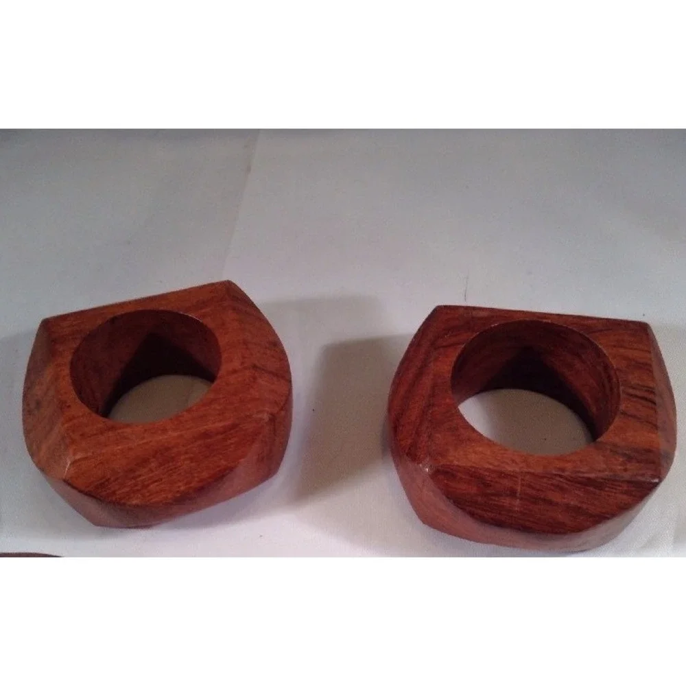 Shalinindia Handmade Wooden Napkin Rings Set of 6 Artisan Crafted India‎ Rustic
